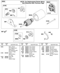 Electric Starter 2 Diagram and Parts List for  Briggs and Stratton Engine